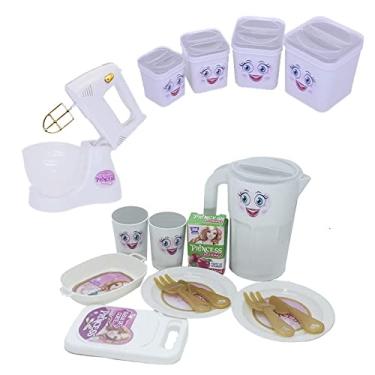 Imagem de Kit Cozinha Menina Jantar Pote de Mantimentos Batedeira 17pç