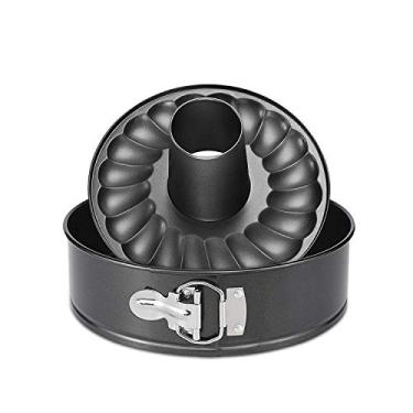 Imagem de Formas Springform e Bundt de 17 cm, antiaderentes para bolo de sorvete e sorvete, forma para tubo de aço carbono 2 em 1 com parte inferior removível e trava de liberação rápida para pote instantâneo cinza de 5,6,8 litros