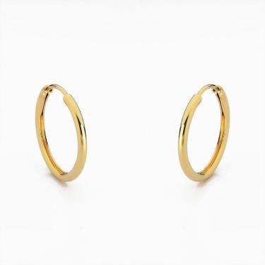 Imagem de Brinco Argola Unissex Básica Lisa Banhado A Ouro 18k 2,5cm
