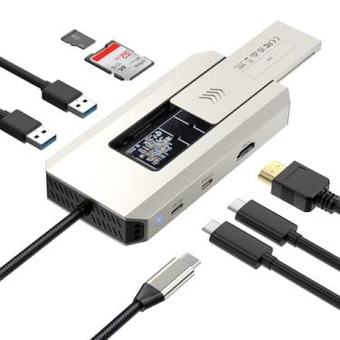 Imagem de WAVLINK Estação de ancoragem 8 em 1, hub USB C com gabinete SSD M.2 PCIe/SATA de 10 Gbps, expande MacBook/Mac Mini (M4/M3/M2/M1), suporta Thunderbolt 3/4 ou USB-C compatível com vídeo, 100W PD, 4K