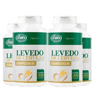Imagem de KIT C/4 Un. Levedo De Cerveja Complexo B 450mg 200 Comp - Unilife
