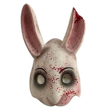 Imagem de BEESUM Máscara cosplay The Butcher Huntress Horror Rabbit Killer em tamanho real para festa de Halloween, Branco, M