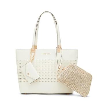 Imagem de Anne Klein Bolsa perfurada com bolsa de canudo, Anne Branco/Prata, Large