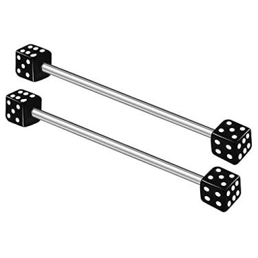 Imagem de MATIGA 2 peças de aço cirúrgico 14 g 1 3/8 35 mm barra industrial piercing joia cartilagem brinco andaime orelha 4 mm dados mais opções, acrílico, metal, aço