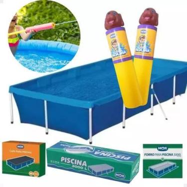 Imagem de Kit Completo Piscina 3000l Mor + Capa +forro + 2 Lança Agua, AMARELO A