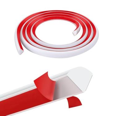 Imagem de Gaahing Retire e cole o molde redondo de um quarto, acabamento de borracha autoadesivo flexível para bordas de canto de parede, piso, bancada, base de chuveiro (branco, 3 m x 1,27 cm)