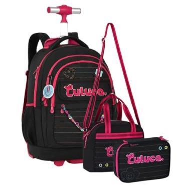 Imagem de Mochila Infantil Rodinha Luluca com Lancheira e Estojo 100 Pens (Preto)