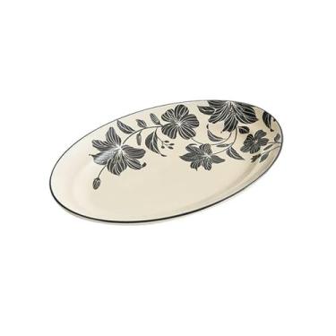 Imagem de Pratos de cerâmica floral antigos, utensílios de mesa domésticos de personalidade criativa - 30 cm perfume lírio flor - prato de peixe