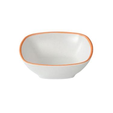 Imagem de Prato de prato criativo comercial, imitação de porcelana restaurante prato frio - H2032-borda laranja branca
