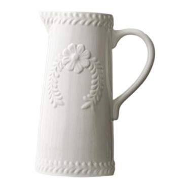 Imagem de Bothyi Presente de aniversário do Plantador de Vaso de Flores Flores Seco Arranjo Floral Branco para Quarto do Dia dos Namorados do quarto Cozinha de, Boca 9.4 Cm