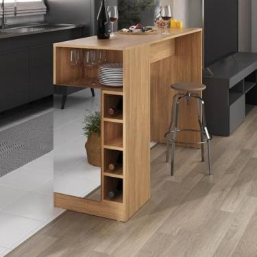 Imagem de Bancada Balcão/mesa de Cozinha com Adega 1 Porta e Espelho Multimóveis Mp2248 Madeirado
