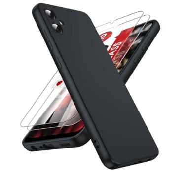 Imagem de LeYi Capa para Samsung Galaxy-A05: Capa para Samsung AO5 com 2 unidades de película HD, silicone líquido macio, à prova de choque, antiarranhões, capa para Galaxy A 05, preta