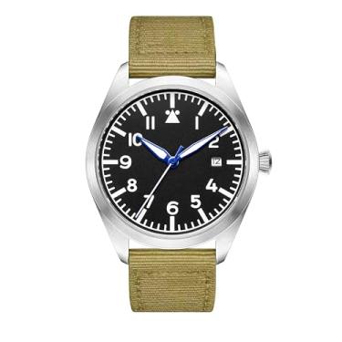 Imagem de Boyarca Pilot Watch Relógio de pulso masculino aviador, mecânico, automático, caixa de aço inoxidável, pulseira de lona de nylon, relógios Flieger, verde-militar a