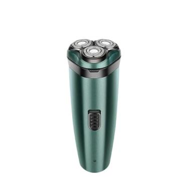 Imagem de Barbeador Elétrico Masculino com 3 Lâminas Rotativas, Recarregável, Verde