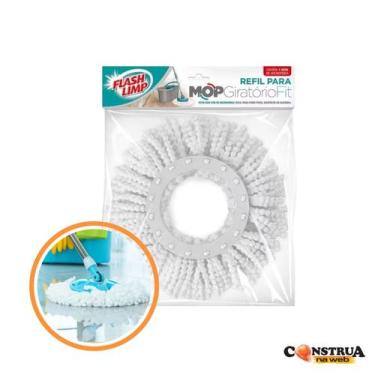 Imagem de Kit 3 Refil Mop Giratorio Fit Esfregão Microfibra Base 14Cm - Flash Li