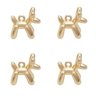 Imagem de SYBKED 4 peças bonito mini balão requintado cachorro DIY pingente pingente pingente dourado decoração colar pulseira brinco chaveiro suéter corrente zíper acessórios de cobre melhor presente