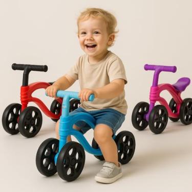 Imagem de Bicicleta de Equilíbrio Infantil 4 Rodas Sem Pedal, para Bebês acima de 1 Ano, Azul/Rosa/Vermelha (Vermelho)