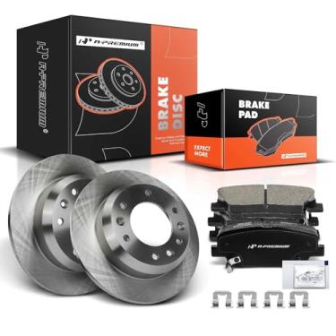 Imagem de A-Premium Rotores de freio a disco sólido traseiro de 302 mm + kit de pastilhas de cerâmica compatível com modelos selecionados Kia e Hyundai - Sedona 2006-2012/2014, Entourage 2007-2010, conjunto de