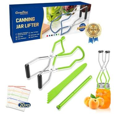 Imagem de Pinça de elevação de pote de conserva com elevador de tampa de jarra levantador magnético de tampa, removedor de bolhas de conserva e etiquetas de conservas para suprimentos de conserva kit iniciante
