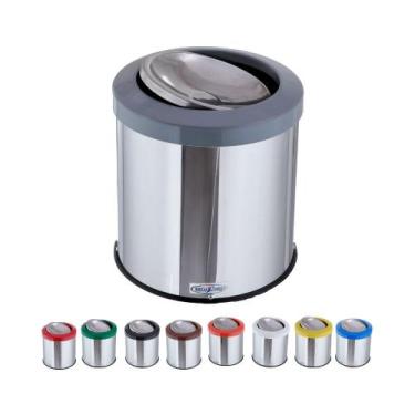 Imagem de Lixeira Inox Com Tampa Basculante 10 Litros Flip Top - CM Design, Cinz