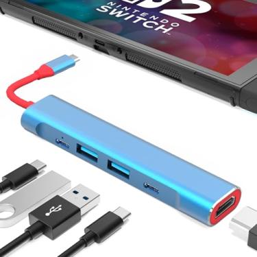 Imagem de RREAKA Estação de TV Switch2 para Nintendo Switch2/Switch/Switch OLED, base de substituição portátil com adaptador HDMI 4K 60Hz/porta tipo C/porta USB para Nintendo Switch oficial