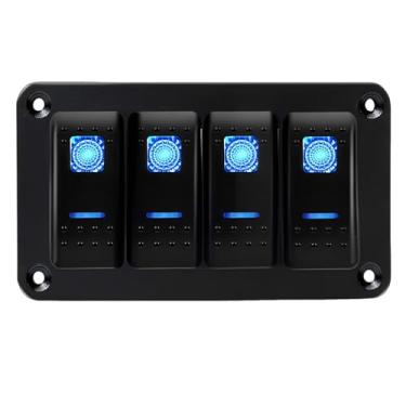 Imagem de MIIGII Painel De Interruptores, Suporte Alumínio Com 4 Balancins Para Carro, Caminhão, Barco Marinho, Trailer, Veículo, À Prova D'Água 5 Pinos