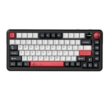 Imagem de Odpaltoy Teclado mecânico Ajazz AK820MAX 75% com tela inteligente TFT, teclado para jogos com retroiluminação RGB, teclado hot swappable de 81 teclas para BT5.1/2.4G/Tipo-C (preto Gery · Interruptor