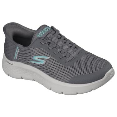 Imagem de Skechers Tênis feminino Go Walk Flex Hands Free Slip-ins-Grand Entry, Carvão/Turquesa, 43
