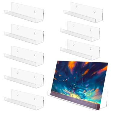 Imagem de 8 peças de suporte de acrílico para discos de vinil de 17,8 cm para exibição de parede, suporte de álbum de acrílico, prateleira de vinil transparente, prateleiras flutuantes