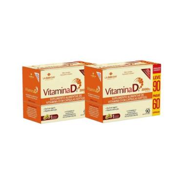Imagem de Kit 2 Vitamina D3 2000 UI Com 90 cápsulas  La San-Day, sem sabor