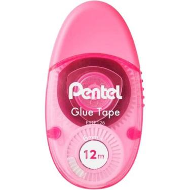 Imagem de Cola Adesiva Em Fita De Colagem Pentel 12m Escolar Tampa, Rosa