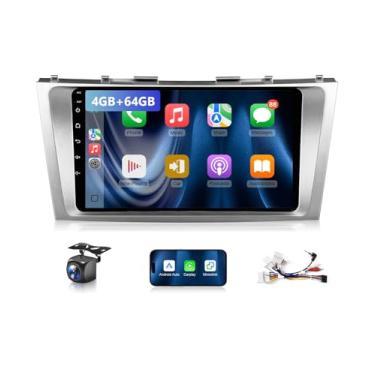Imagem de Rádio estéreo de carro 8 núcleos 4 + 64 G para Toyota Camry 2006-2011 com CarPlay sem fio Android Auto, Android 13 9 polegadas, rádio com tela sensível ao toque BT5.1 GPS FM/RDS, câmera de backup SWC