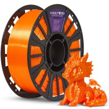 Imagem de Filamento PLA Laranja V-Silk 1kg, 1.75Mm, PLA Efeito Seda, Para Impressoras 3D FDM, Nacional Voolt3D