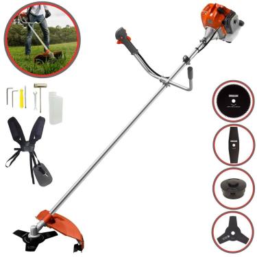 Imagem de Roçadeira Aparador de Grama À Gasolina Tekna RL430ACNTK 43cc 1,7HP 2T Completa Com Carretel de Nylon + Faca 2 Pontas + Faca 3 Pontas + Faca 80 Dentes