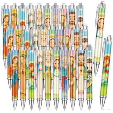 Imagem de AmazingSpark 50 canetas católicas religiosas, presentes católicos cristãos, canetas esferográficas, versículo de Natal, presente cristão para mulheres, homens, oração, escritório, casa, igreja