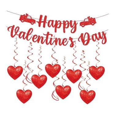 Imagem de Fenteer Banner Decorativo para Pedido de Noivado, Dia Dos Namorados, com Corações em Espiral E Enfeites Pendurados.