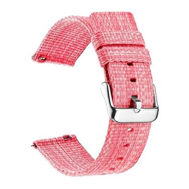 Imagem de FULNES Pulseira de nylon para relógio Samsung Galaxy 4/clássico/3/46mm/42mm/Active 2 gear s3 frontier watchBand 20mm 22mm pulseira Correa (Cor: Rosa, Tamanho: 20mm Universal)