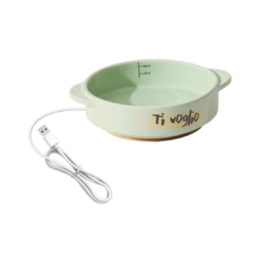 Imagem de ShengQuanHao Comedouro Externo Aquecido para Animais de Estimação, Comedouro para Cães E Gatos, Bebedouro com água Quente Controlada Por Termostato para Pá, Verde, 4.5 Cm de Altura