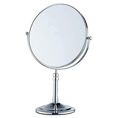 Imagem de CZCZC Espelho cosmético espelho de maquilhagem, espelho de beleza frente e verso para secretária, ampliação 3X, espelho de maquilhagem, espelho giratório de 360°, espelho pequeno portátil