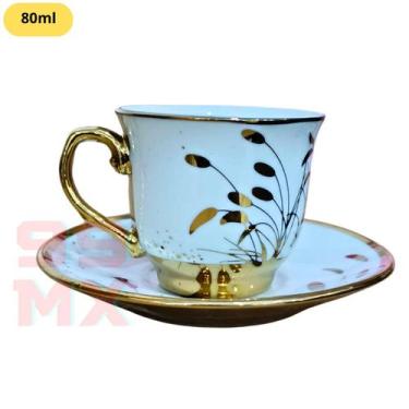 Imagem de Xícara Floral de Café 80ml com Pires  Design Refinado e Romântico - 99