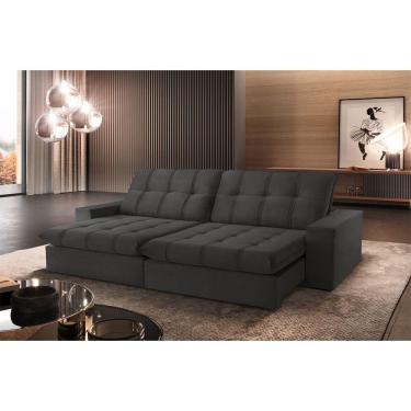 Imagem de Sofá Retrátil Caparaó 2,30m 4 Lugares Molas Ensacadas Txr Cinza