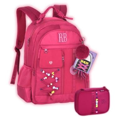 Imagem de Kit Mochila e Estojo Rebecca Bonbon Organizador Girls Teen Cor:Rosa, R