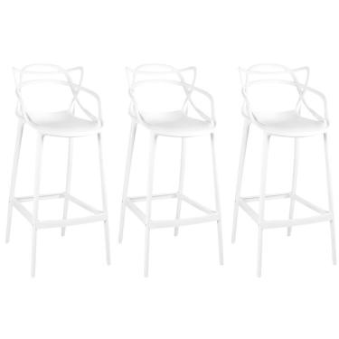 Imagem de Kit 3 Banqueta Alta Allegra Com Encosto Design Cozinha/bancada - Branco