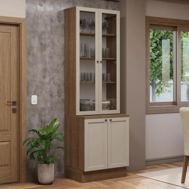 Imagem de Kit Balcão + Cristaleira 70 Cm Rustic-crema Vik Madesa 02 Rustic-crema