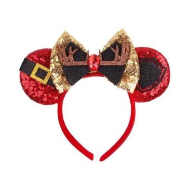 Imagem de Tiara De Natal Com Lantejoulas Em Forma De Floco De Neve Do Mickey Mou