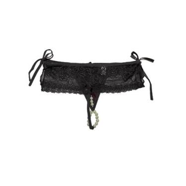 Imagem de Calcinnha Tanga Tailandesa com Pérolas Fio Dental - TJ VIP, U, Preto