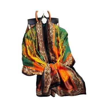 Imagem de Lenço De Seda Luxuoso Feminino 180x90CM Estampa Fashion Xale Longo Pro