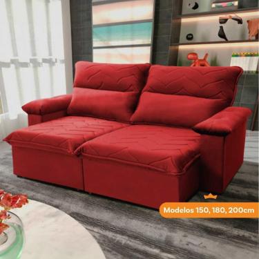 Imagem de Sofá Retrátil Reclinável Paris 1,50m Suede Velut Vermelho Molas No Assento - King House