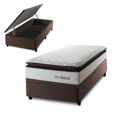 Imagem de Cama Box Baú San Diego 88x188 Branco Espuma D33 King House