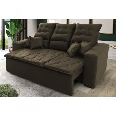 Imagem de Sofá Retrátil Reclinável Europa 2,00m Suede Velut Marrom Claro Molas Espirais - King House